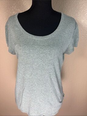 Sigrid Olsen Heather Gray Scoop Neck Short Sleeve Top Women’s Large
